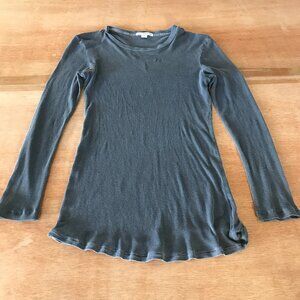 James Perse Top Women 1 Gray Crew Neck Long Sleeve Stretch Preppie 17905